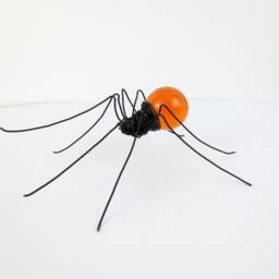 Spectacular Orange Spider Wire & Vintage Globe Repurposed Art, Free Shipping in Us - thumbnail 2