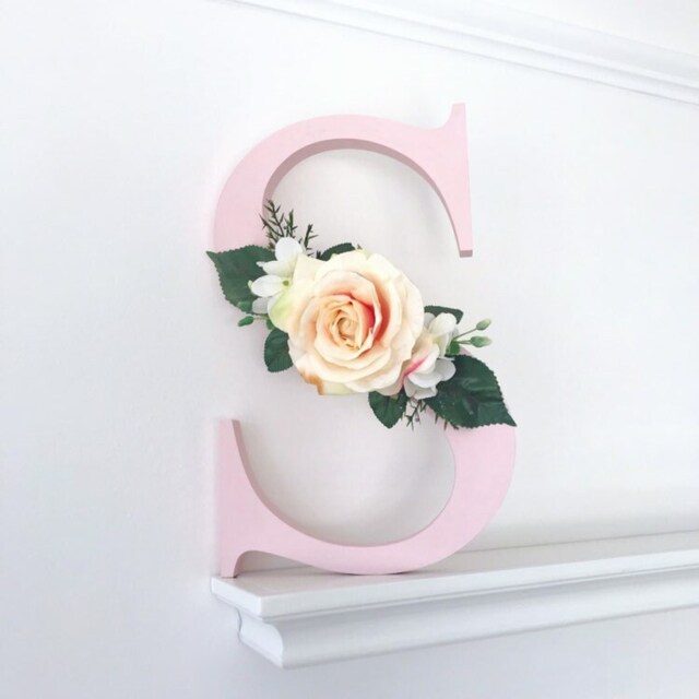 Nursery Letter - Floral Wooden L Boho Nursery Decor New Baby Gift Shower Girls - image 1