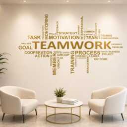 Teamwork Quote Decal - Office Wall Sticker Motivational Workplace Decor Conference Room Art 1552Re - thumbnail 3