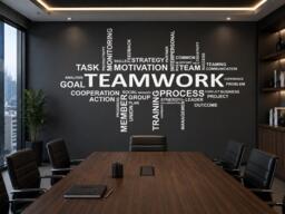 Teamwork Quote Decal - Office Wall Sticker Motivational Workplace Decor Conference Room Art 1552Re - thumbnail 1