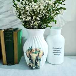 Personalised Floral Elephant Glass Vase, Custom Made Decoupaged Wild Animal Home Decor Gift - thumbnail 3