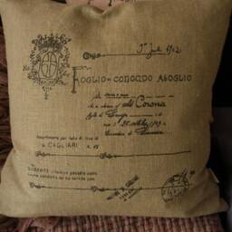 Linen Cushion 45 X cm, Cover With Print, Brown Printed, Natural Linen Old Pink - thumbnail 3