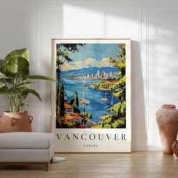 Vancouver Travel Poster British Columbia Mountain City Art Print - thumbnail 2