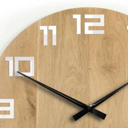 Large Wall Clock, Rustic Oak Natural Digit_Wood, White Numbers Gloss, Wood Wood Clock 19 - thumbnail 2