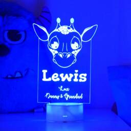 Personalised Giraffe Night Light - Kids Bedroom Decor Baby Gifts Lights - thumbnail 2