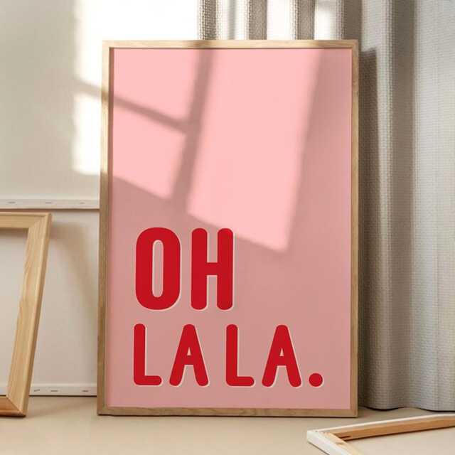 Oh La Quote Art Canvas Poster, Trendy Wall Art, Typography Aesthetic Decor, Retro Home Printed Gift - image 1