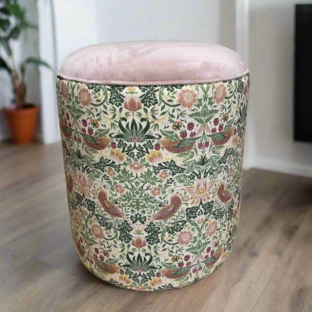 William Morris Velvet Ottoman Floral Storage Dressing Table Stool, Handmade in England - image 1