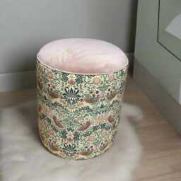 William Morris Velvet Ottoman Floral Storage Dressing Table Stool, Handmade in England - thumbnail 3