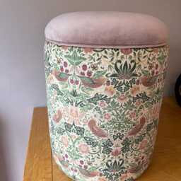William Morris Velvet Ottoman Floral Storage Dressing Table Stool, Handmade in England - thumbnail 4