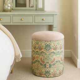 William Morris Velvet Ottoman Floral Storage Dressing Table Stool, Handmade in England - thumbnail 2