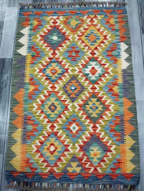 Kilim Rug Classic, Handmade Artisan Afghan Turkish Scandinavian Navajo Bohemian Wool Flatweave Multicolour 120x81 cm - image 1