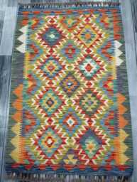 Kilim Rug Classic, Handmade Artisan Afghan Turkish Scandinavian Navajo Bohemian Wool Flatweave Multicolour 120x81 cm - thumbnail 1