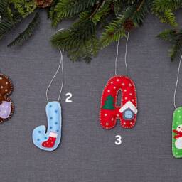 Advent Calendar Fillers For Kids, Felt Letter Ornament, Personalized Christmas Ornament Initial - thumbnail 2