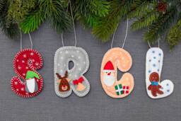 Advent Calendar Fillers For Kids, Felt Letter Ornament, Personalized Christmas Ornament Initial - thumbnail 1