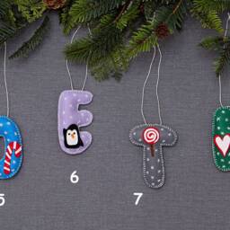 Advent Calendar Fillers For Kids, Felt Letter Ornament, Personalized Christmas Ornament Initial - thumbnail 3