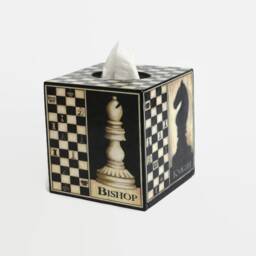 Tissue Box Cover Chess Grandad Gift Square Tissue Board Wood Father's Decor Bishop Queen Knight Pieces - thumbnail 3