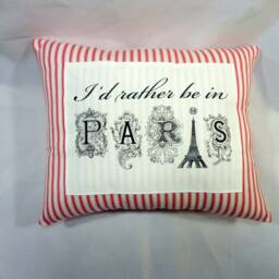 Paris Accent Pillow French Country Red Ticking, Eiffel Tower Detail - thumbnail 4