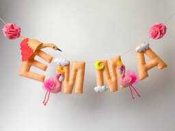 Baby Name Sign Garland Personalized Banner Felt Nursery Letters Bunting Wall Decoration - thumbnail 1