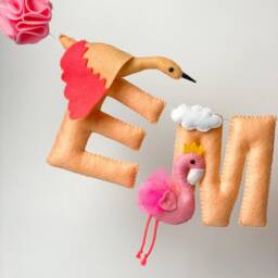 Baby Name Sign Garland Personalized Banner Felt Nursery Letters Bunting Wall Decoration - thumbnail 2