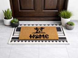Paw Print Home Doormat - Custom Portrait Rug New Dog Adoption Gift - thumbnail 1