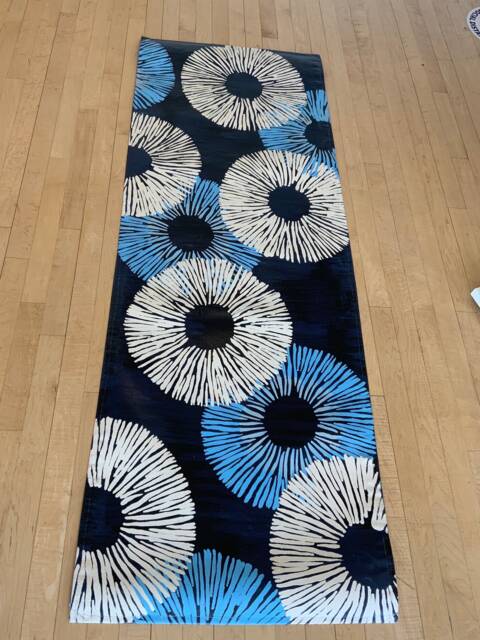 "Floorcloth - Made To Order ""Two Toned Blue Flower"" 24"" X 70" - image 1
