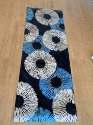 "Floorcloth - Made To Order ""Two Toned Blue Flower"" 24"" X 70" - thumbnail 1