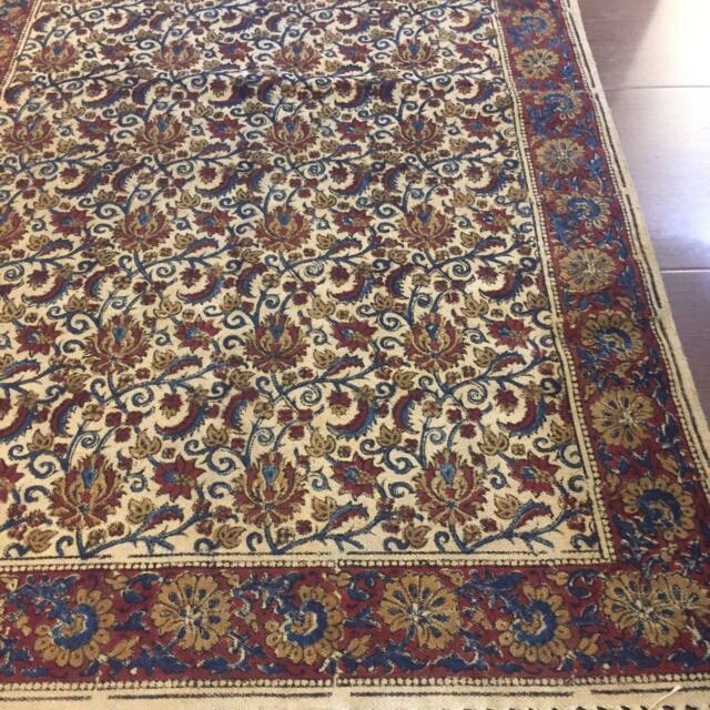 Handmade Cotton Rug Kalamkari Block Print, 3x5 Ft - image 1
