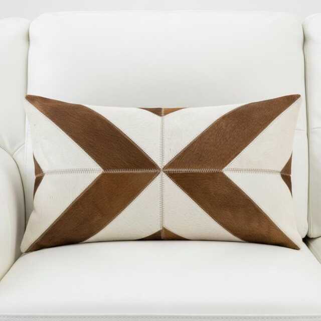 Brown White Natural Geometric Lumbar Pillow 30 X 50 cm - image 1
