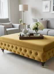 Handmade Luxury Upholstered Coffee Table Footstool - Chesterfield Flat Top Velvet