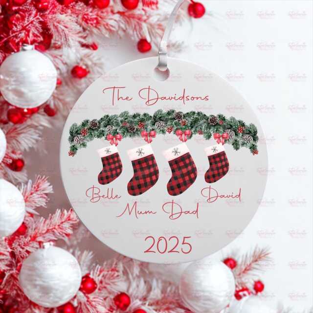 Personalised Christmas Decoration - Family Gift Custom Bauble Stocking Filler Eve Box - image 1