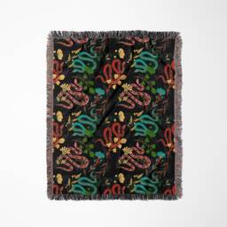 Floral Snakes Throw Blanket Animal Blanket, Woven Wall Tapestry, Couch Bed Blanket - thumbnail 2