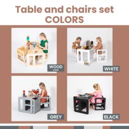 Montessori Table Kids, Wooden Or Toddler Chair, Step Stool Cube Chair Set Childrens Weaning - thumbnail 4