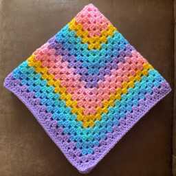 Crochet Rainbow Granny Square Baby Blanket, Soft Acrylic Pram Throw - thumbnail 2