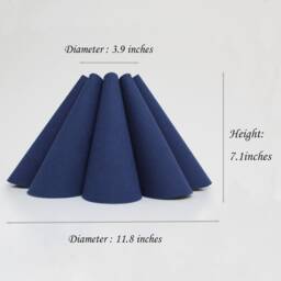 Navy Blue Pleated Lampshade Handmade Fabric & Acrylic - thumbnail 2