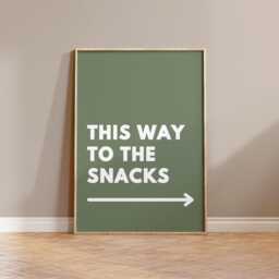 Snacks Print, This Way To The Gift For Foodie, Food Kitchen Wall Art, Colourful Trendy Poster Maximalist, Green 3004 - thumbnail 2