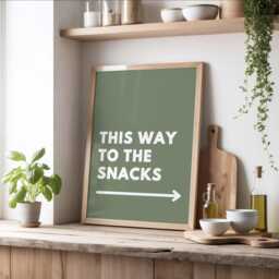 Snacks Print, This Way To The Gift For Foodie, Food Kitchen Wall Art, Colourful Trendy Poster Maximalist, Green 3004 - thumbnail 3