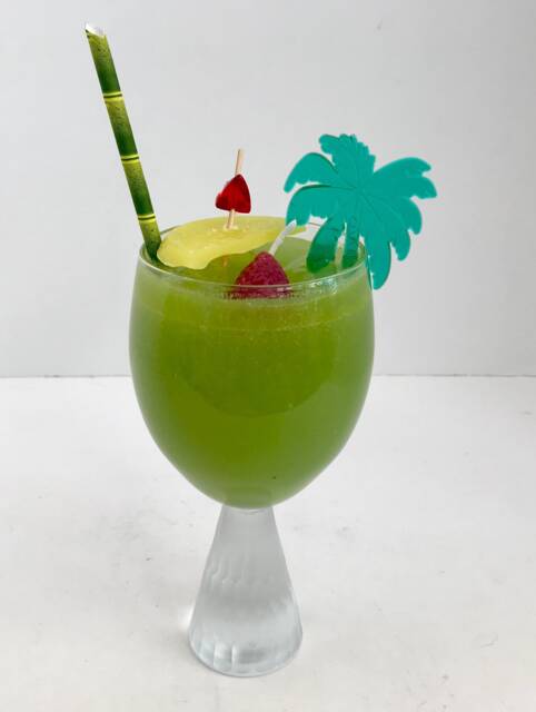 Lavender Scented Green Gel Candle in A Island Beach Cocktail Glass With Frosted Stem - image 1
