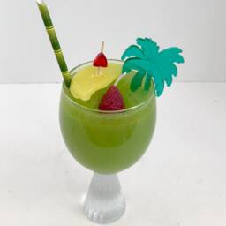 Lavender Scented Green Gel Candle in A Island Beach Cocktail Glass With Frosted Stem - thumbnail 3