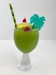 Lavender Scented Green Gel Candle in A Island Beach Cocktail Glass With Frosted Stem - thumbnail 1