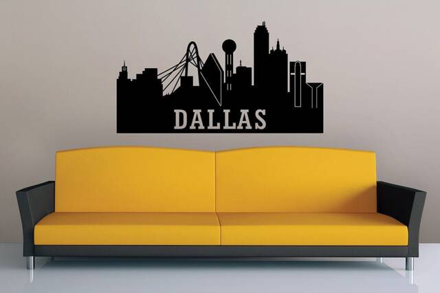 Dallas Wall Decal, Texas City Skyline Decal Urban Sticker, Silhouette Vinyl Office - image 1