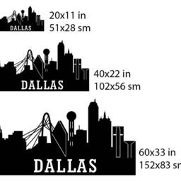 Dallas Wall Decal, Texas City Skyline Decal Urban Sticker, Silhouette Vinyl Office - thumbnail 3