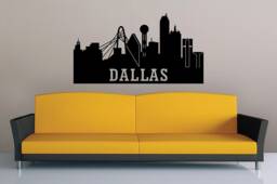 Dallas Wall Decal, Texas City Skyline Decal Urban Sticker, Silhouette Vinyl Office - thumbnail 1