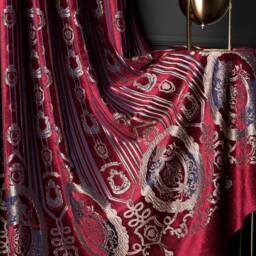 Luxury Damask Curtain Panel Striped Navy, Black, Bronze, Gray - Custom Size - thumbnail 4