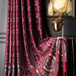Luxury Damask Curtain Panel Striped Navy, Black, Bronze, Gray - Custom Size - thumbnail 2