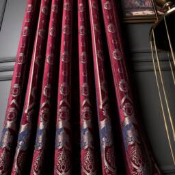 Luxury Damask Curtain Panel Striped Navy, Black, Bronze, Gray - Custom Size - thumbnail 3
