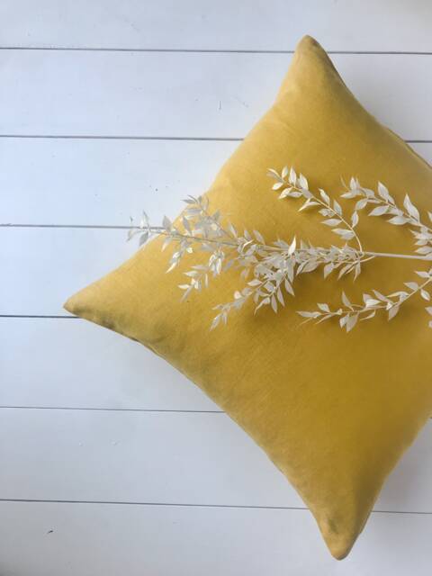 Set Of 2, 4, 6 Softened Linen Pillow Cases in Dusty Yellow/Linen Throw Pillows Honey Yellow/Decorative Cases/ - image 1