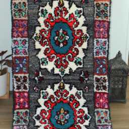 "Authentic Handmade Moroccan Boucherouite Rug - Carpet 58"" X 31" - thumbnail 4