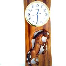Horse Wood Clock, Wooden Decor, Rustic Wall Animals Forest Animals, Hanging Home Decor - thumbnail 2