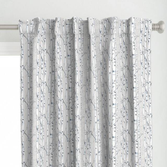 Forest Curtain Panel - Woodland Birch Trees Gray Nursery Custom By Lanagibson - image 1