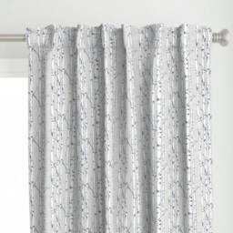 Forest Curtain Panel - Woodland Birch Trees Gray Nursery Custom By Lanagibson